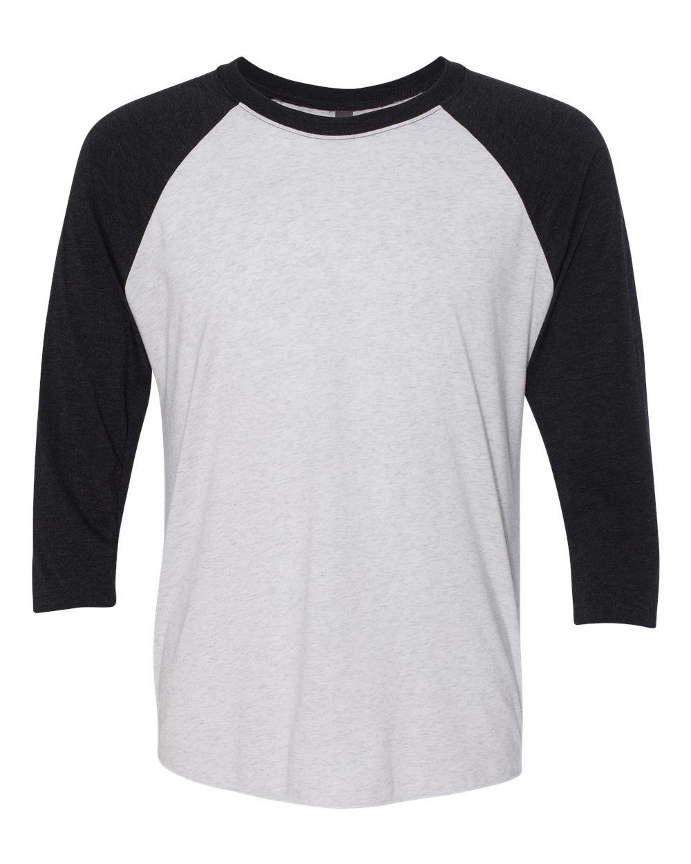 Unisex Triblend Three-Quarter Raglan Tee – 6051 – Vintage Black Sleeves/ Heather White Body