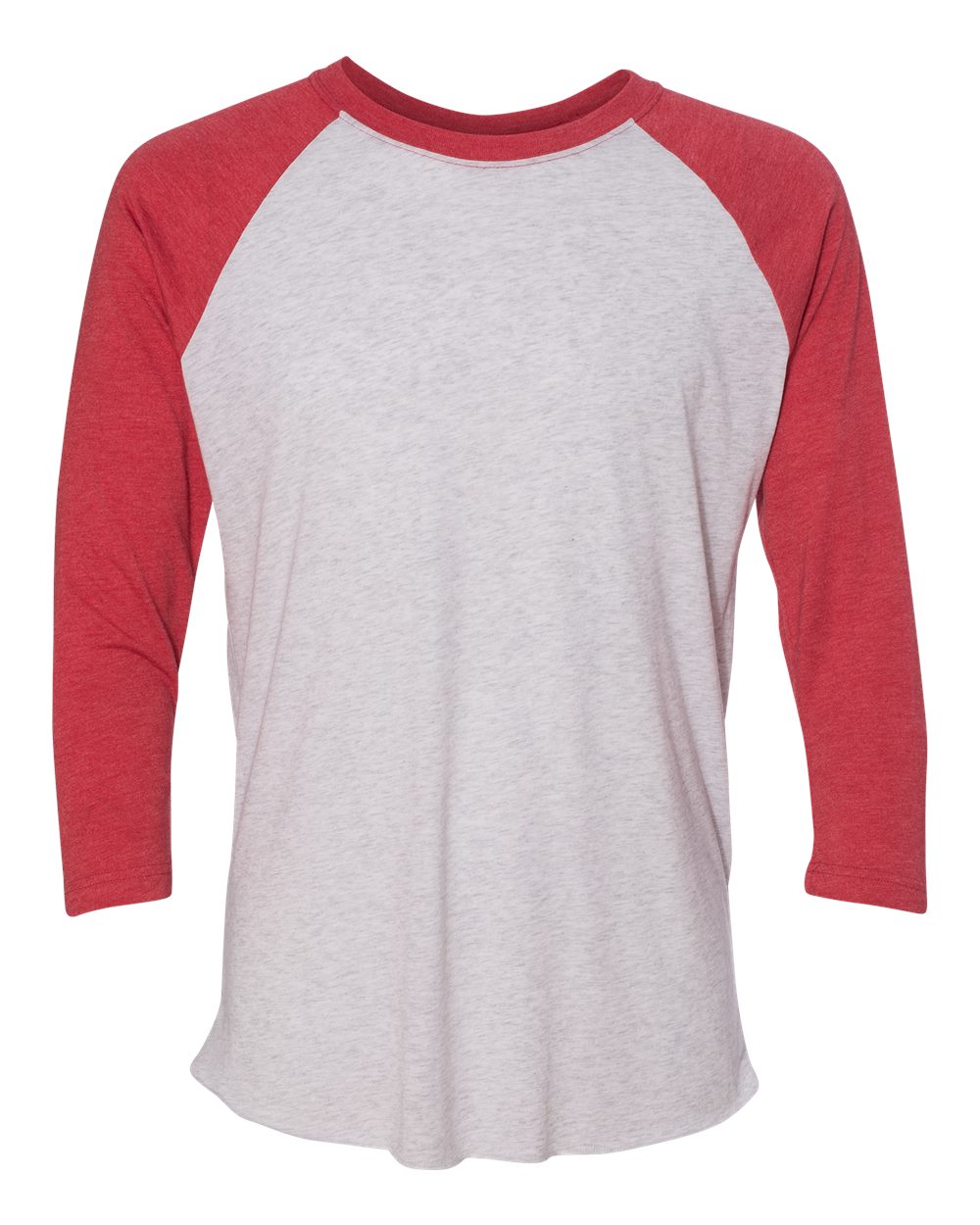 Unisex Triblend Three-Quarter Raglan Tee – 6051 – Vintage Red Sleeves/ Heather White Body