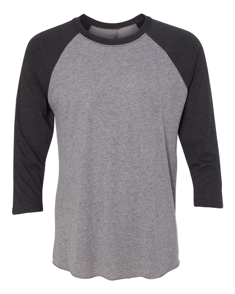 Unisex Triblend Three-Quarter Raglan Tee – 6051 – Vintage Black Sleeves/ Premium Heather Body