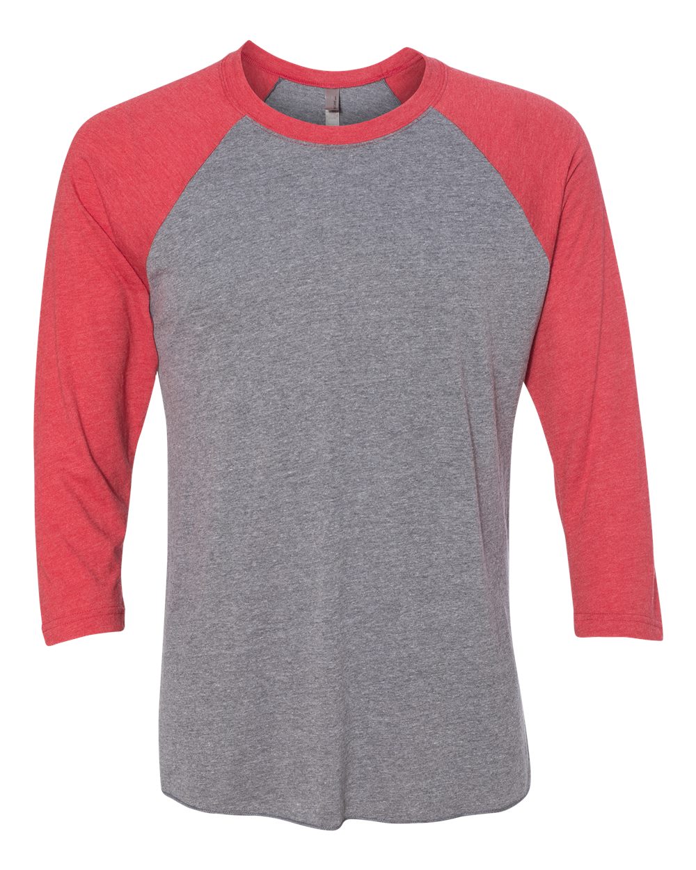 Unisex Triblend Three-Quarter Raglan Tee – 6051 – Vintage Red Sleeves/ Premium Heather Body