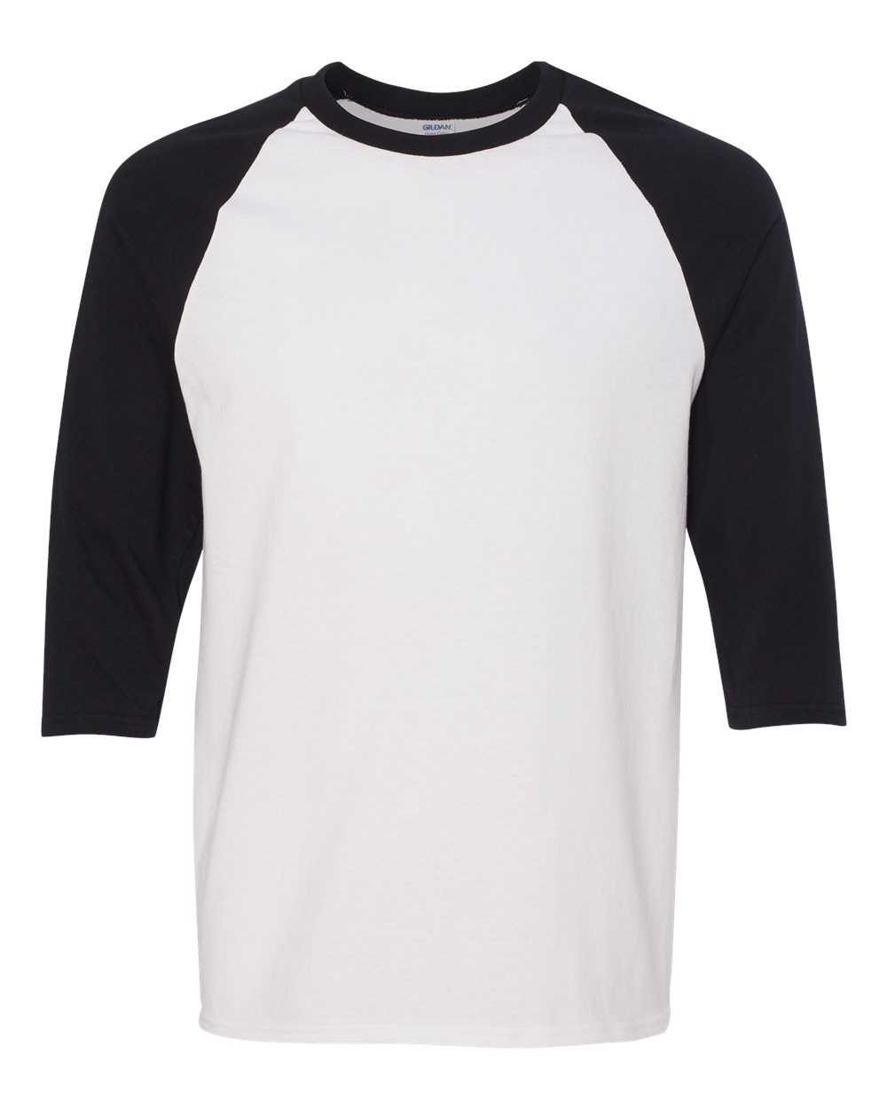 Unisex Heavy Cotton™ Raglan Three-Quarter Sleeve T-Shirt – 5700 – White/ Black