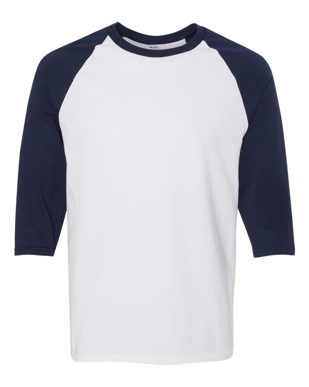 Unisex Heavy Cotton™ Raglan Three-Quarter Sleeve T-Shirt – 5700 – White/ Navy