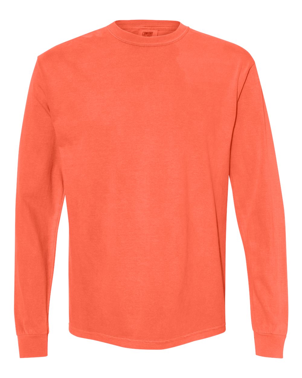 Unisex Garment-Dyed Heavyweight Long Sleeve T-Shirt – 6014 – Neon Red Orange
