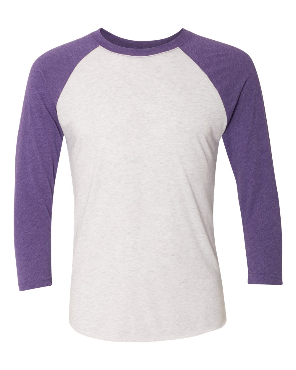 Unisex Triblend Three-Quarter Raglan Tee – 6051 – Purple Rush Sleeves/ Heather White Body
