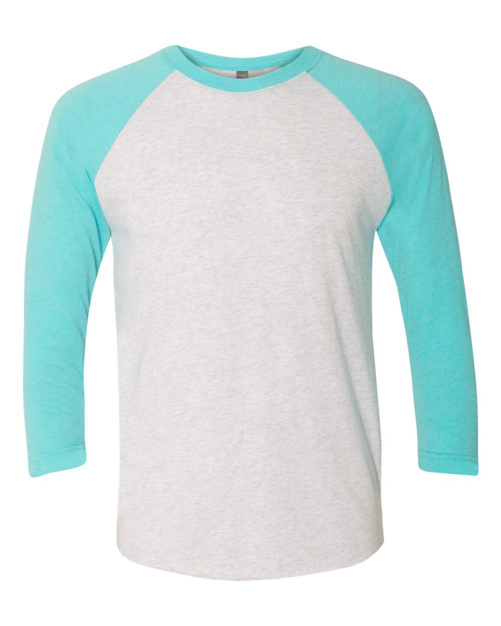 Unisex Triblend Three-Quarter Raglan Tee – 6051 – Tahiti Blue Sleeves/ Heather White Body