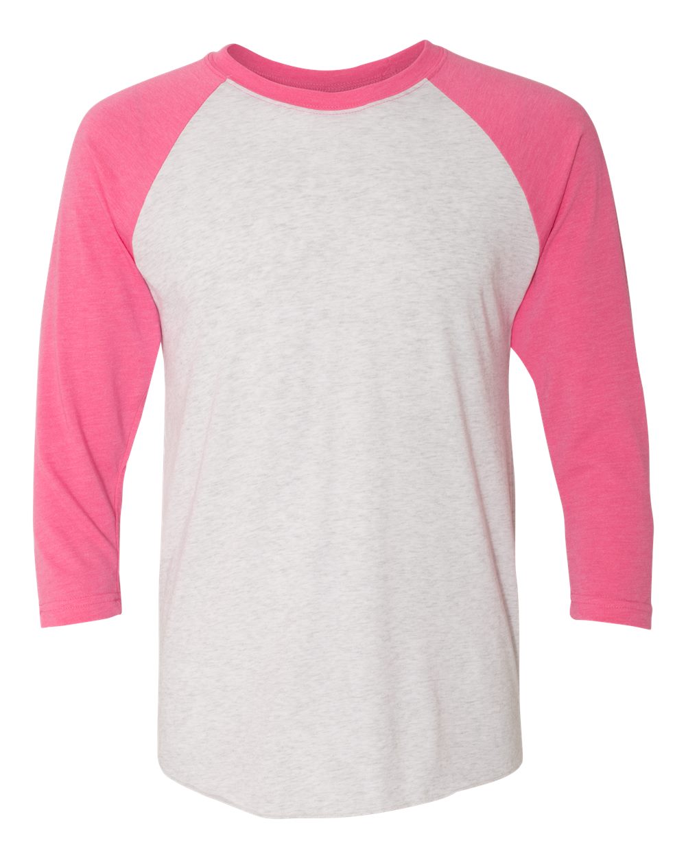 Unisex Triblend Three-Quarter Raglan Tee – 6051 – Vintage Pink Sleeves/ Heather White Body