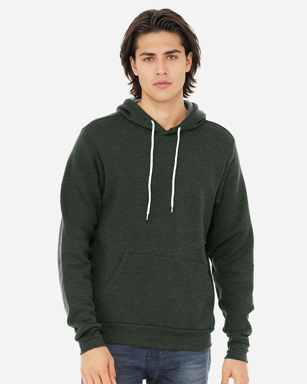 Unisex Sponge Fleece Hoodie Sweatshirt – 3719 – Heather Forest