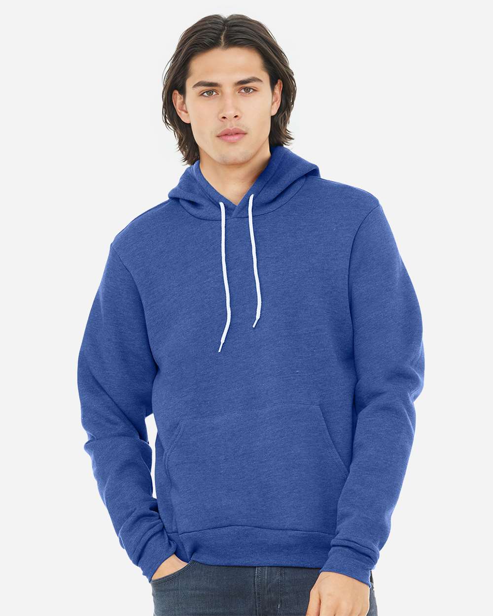 Unisex Sponge Fleece Hoodie Sweatshirt – 3719 – Heather True Royal