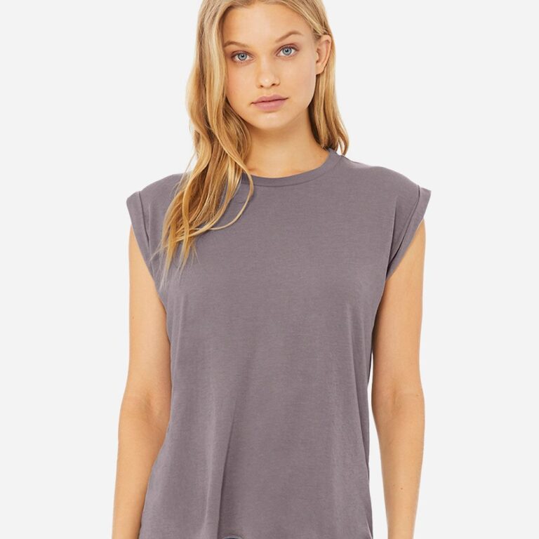 Women’s Flowy Rolled Cuffs Muscle Tee – 8804