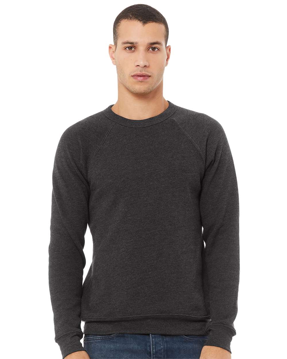 Unisex Sponge Fleece Raglan Crewneck Sweatshirt – 3901 – Dark Grey Heather
