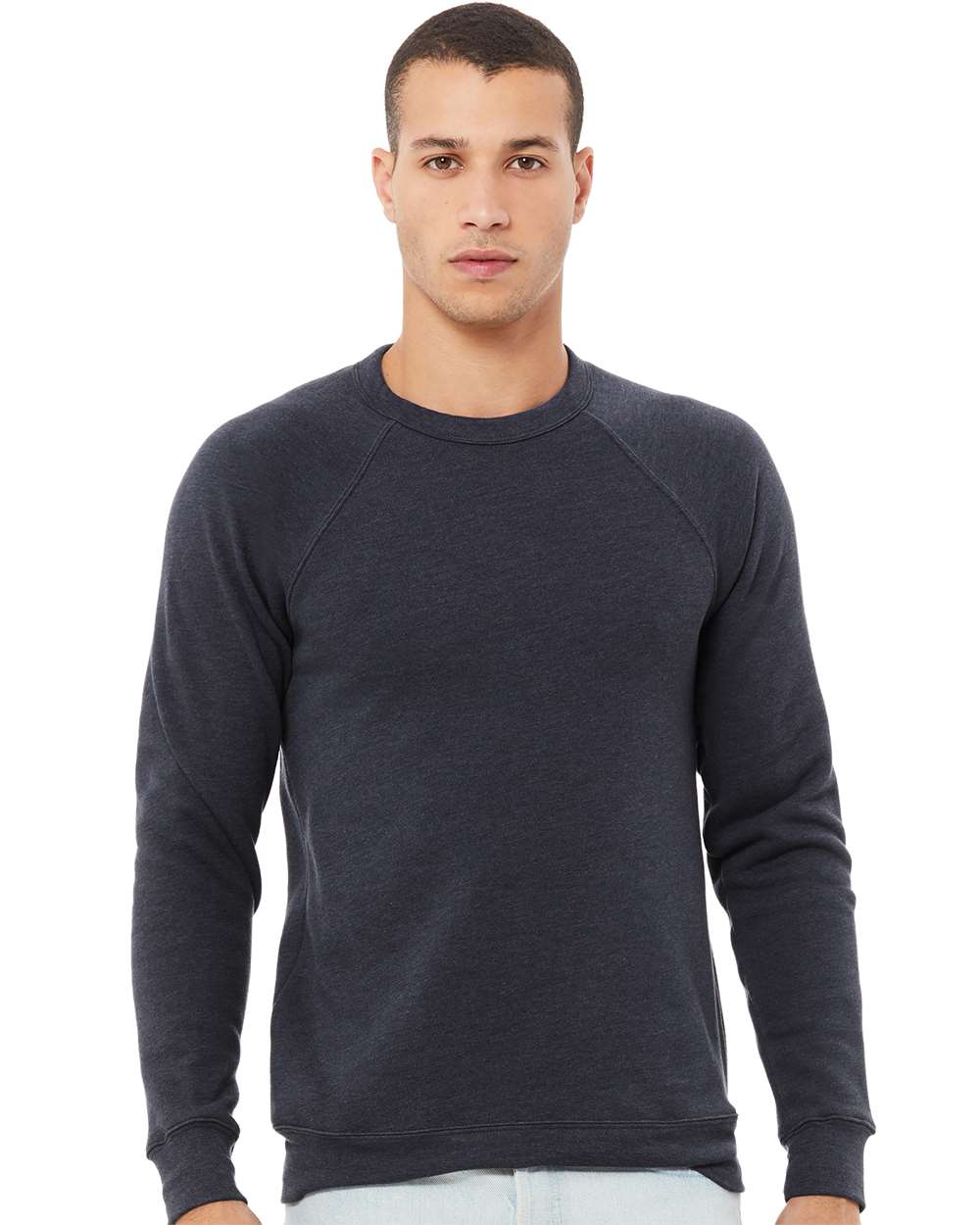 Unisex Sponge Fleece Raglan Crewneck Sweatshirt – 3901 – Heather Navy
