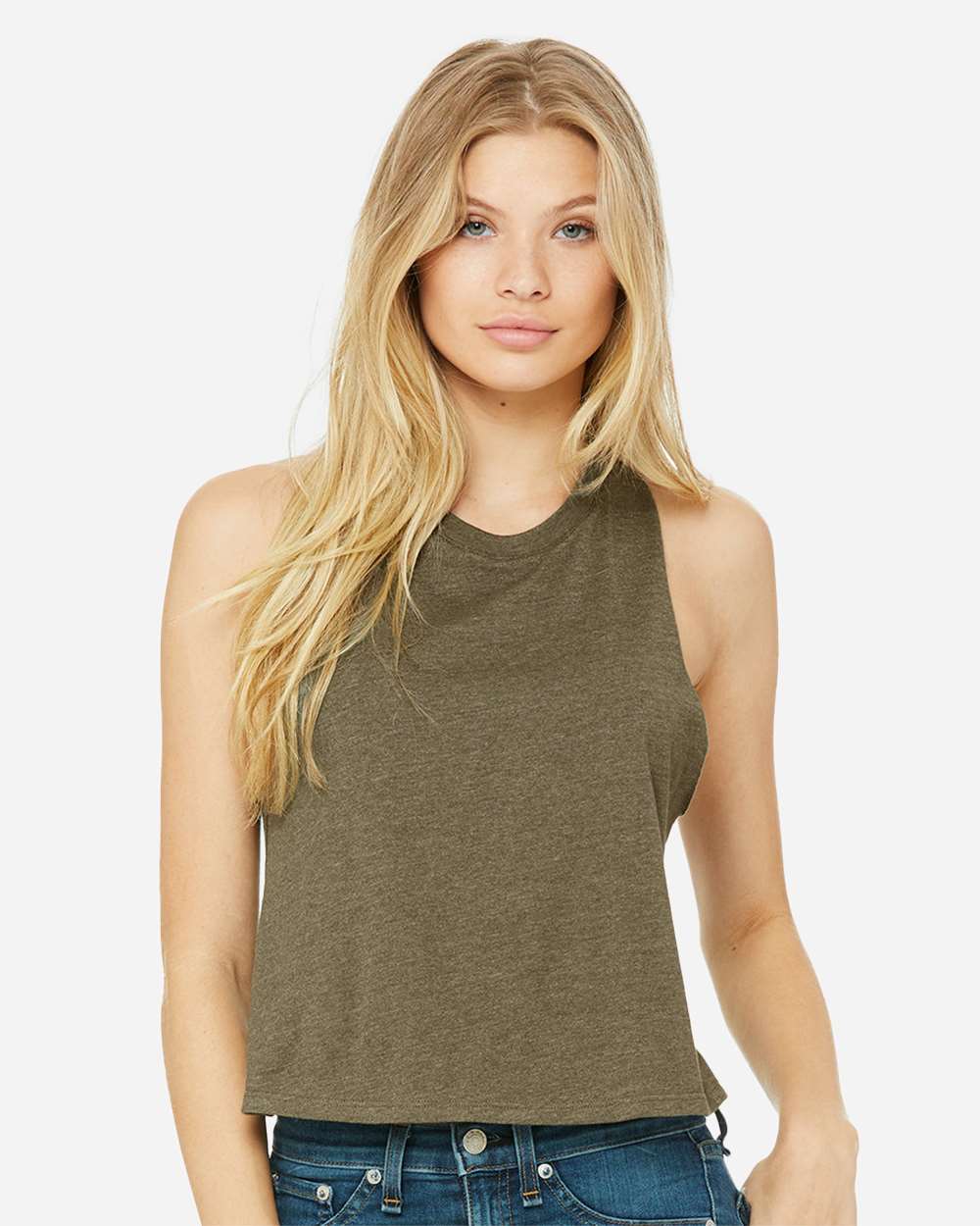 Women's Racerback Crop Tank – 6682 – Heather Olive