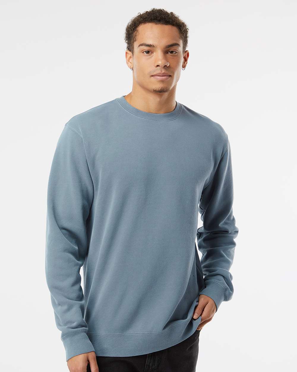 Unisex Midweight Pigment-Dyed Crewneck Sweatshirt – PRM3500 – Pigment Slate Blue