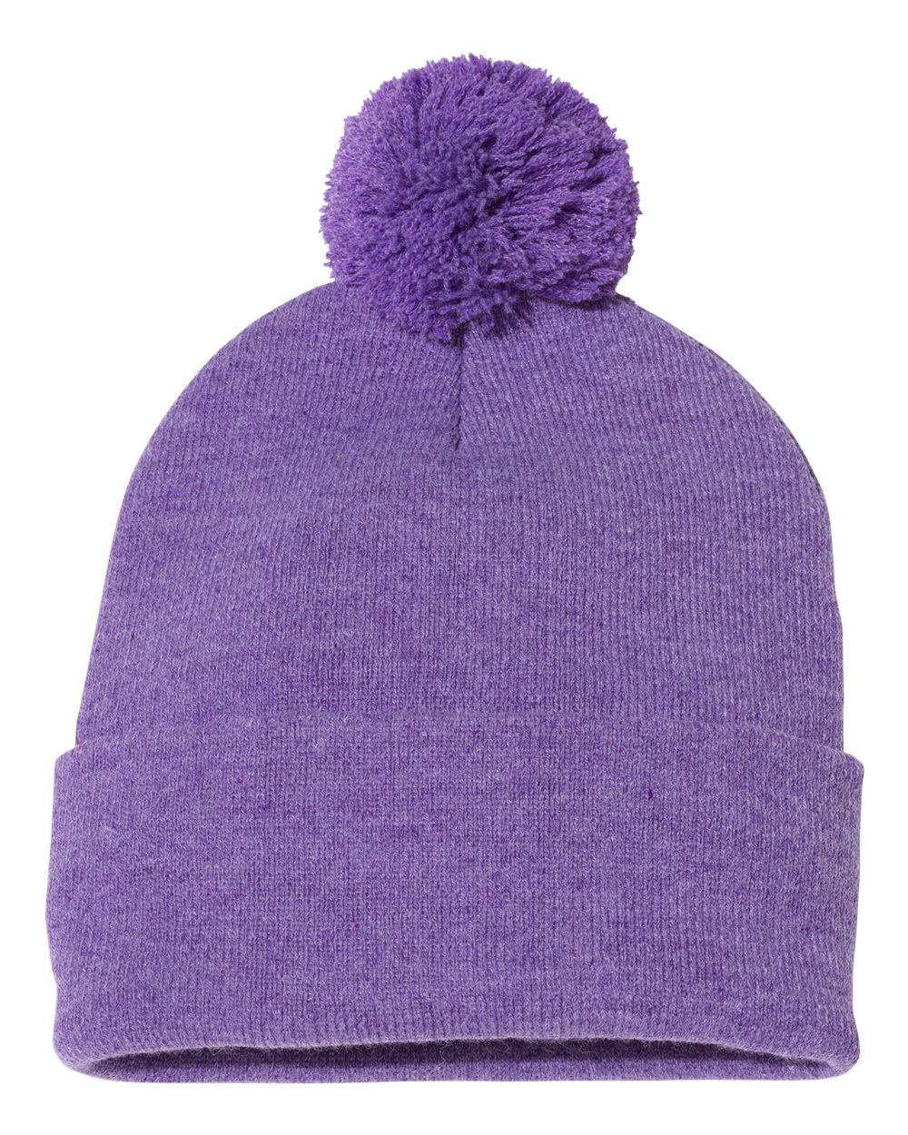 12" Pom-Pom Cuffed Beanie – SP15 – Heather Purple