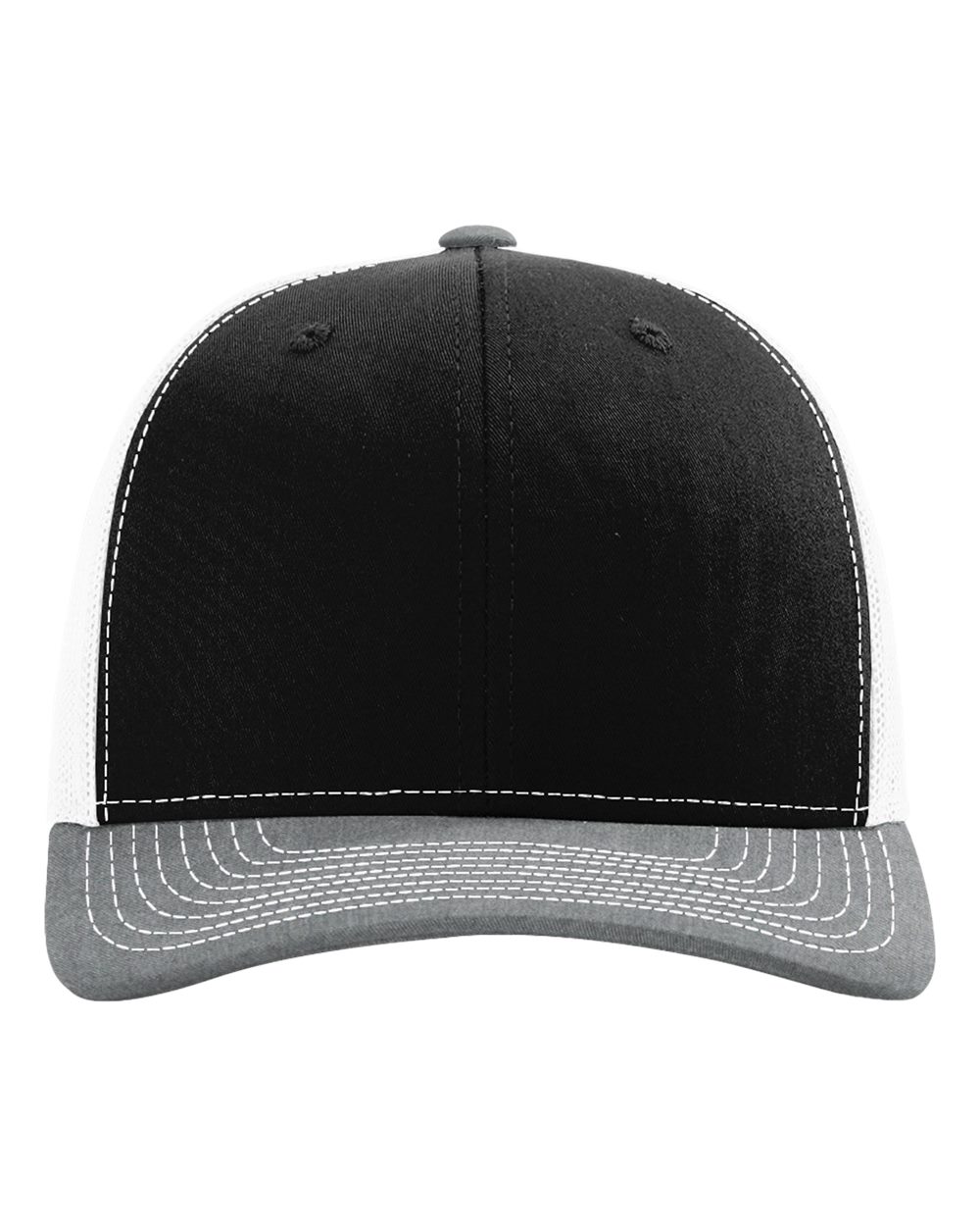 Snapback Trucker Cap – 112 – Black/ White/ Heather Grey