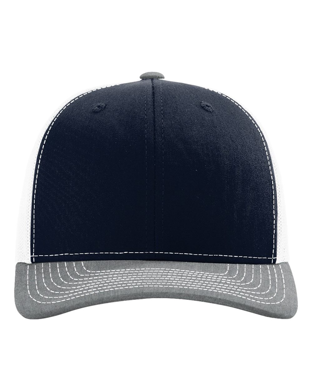 Snapback Trucker Cap – 112 – Navy/ White/ Heather Grey