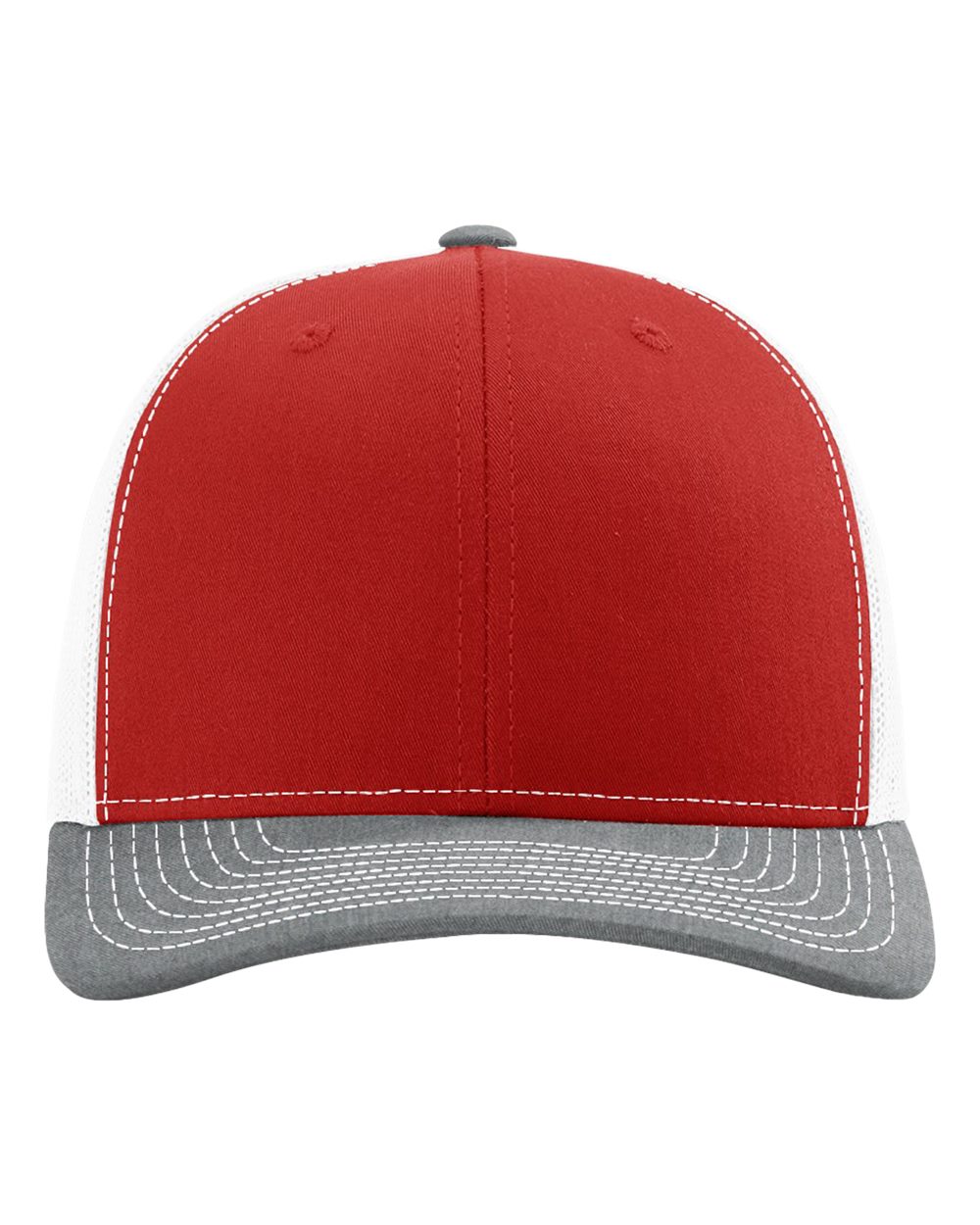 Snapback Trucker Cap – 112 – Red/ White/ Heather Grey
