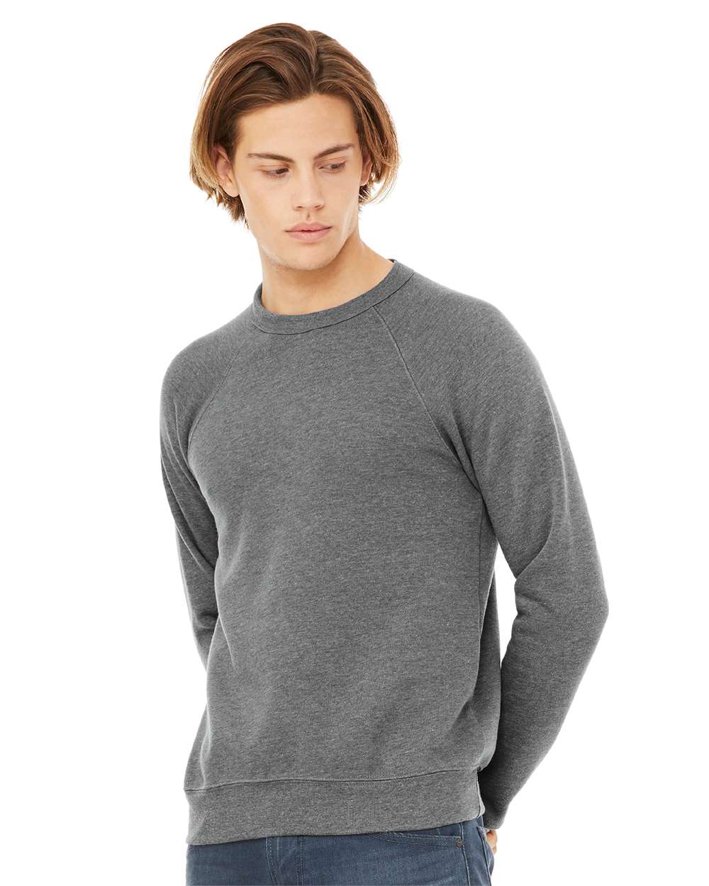 Unisex Sponge Fleece Raglan Crewneck Sweatshirt – 3901 – Deep Heather