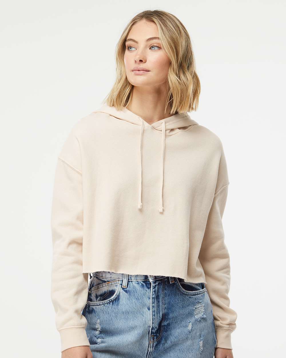 Women’s Lightweight Crop Hooded Sweatshirt – AFX64CRP – Bone