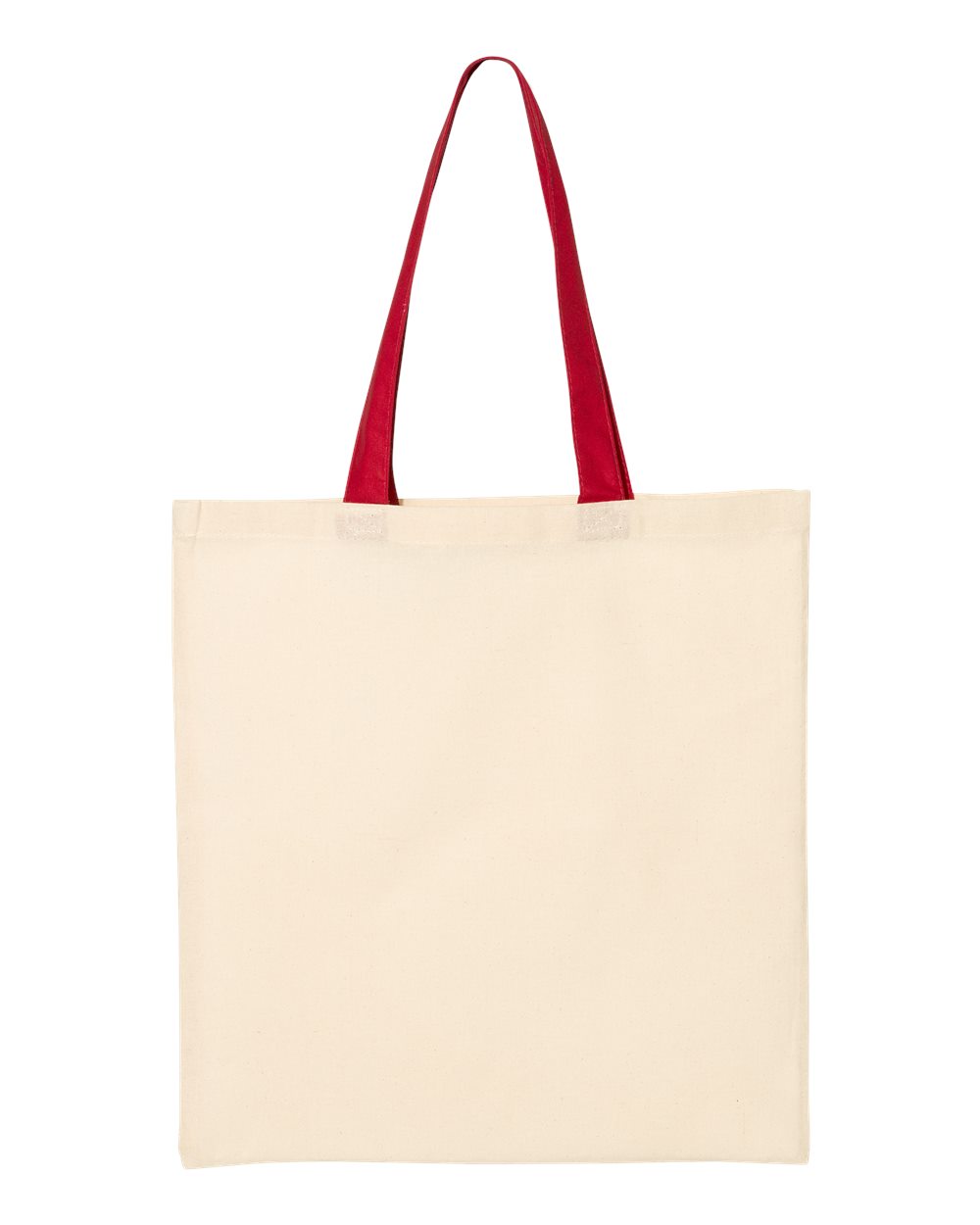 Economical Tote with Contrast-Color Handles – QTB6000 – Natural/ Red