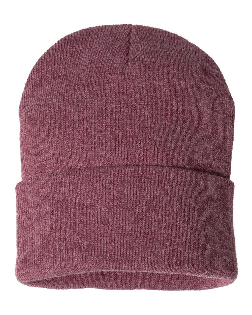 12" Solid Cuffed Beanie – SP12 – Heather Cardinal
