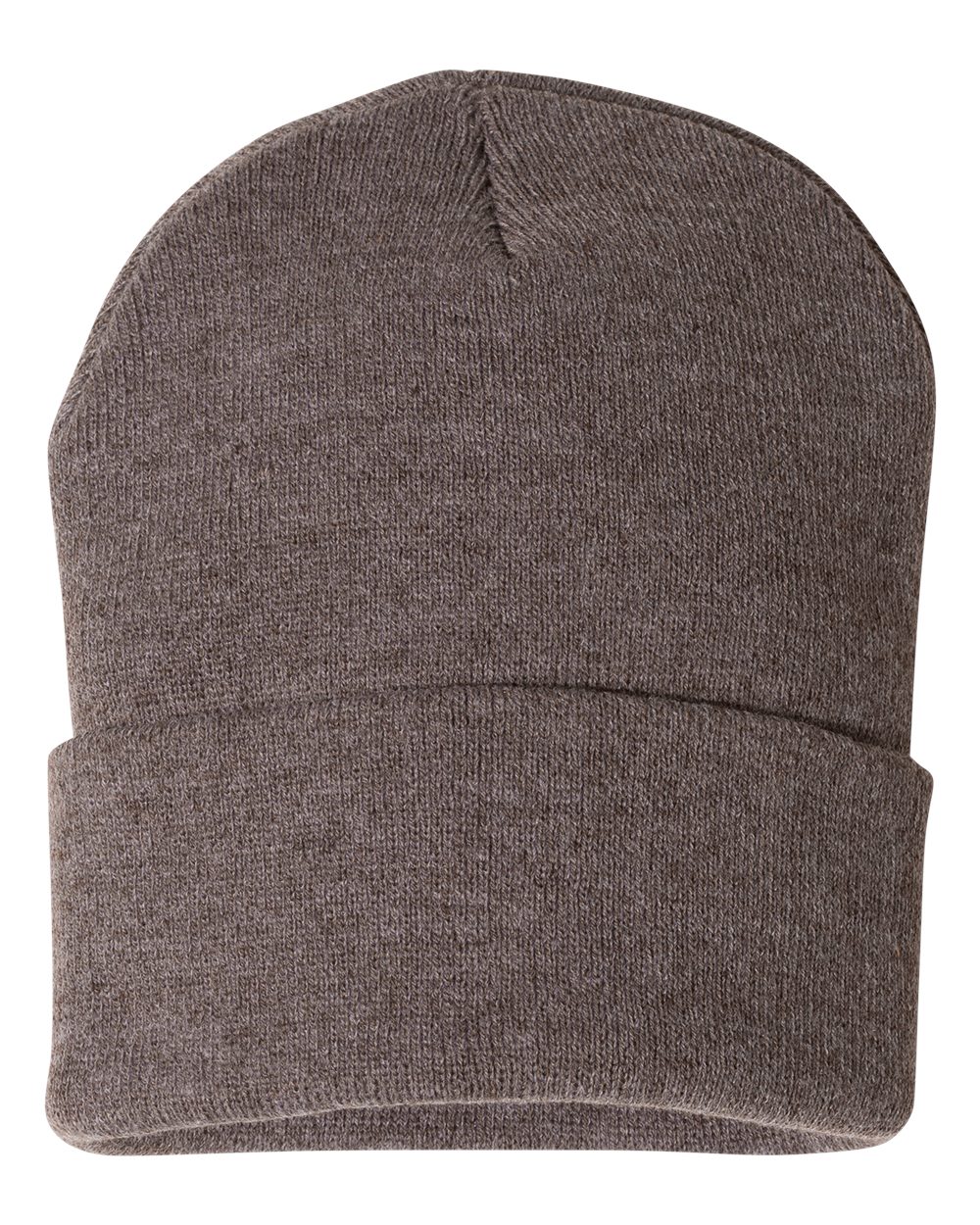 12" Solid Cuffed Beanie – SP12 – Heather Brown