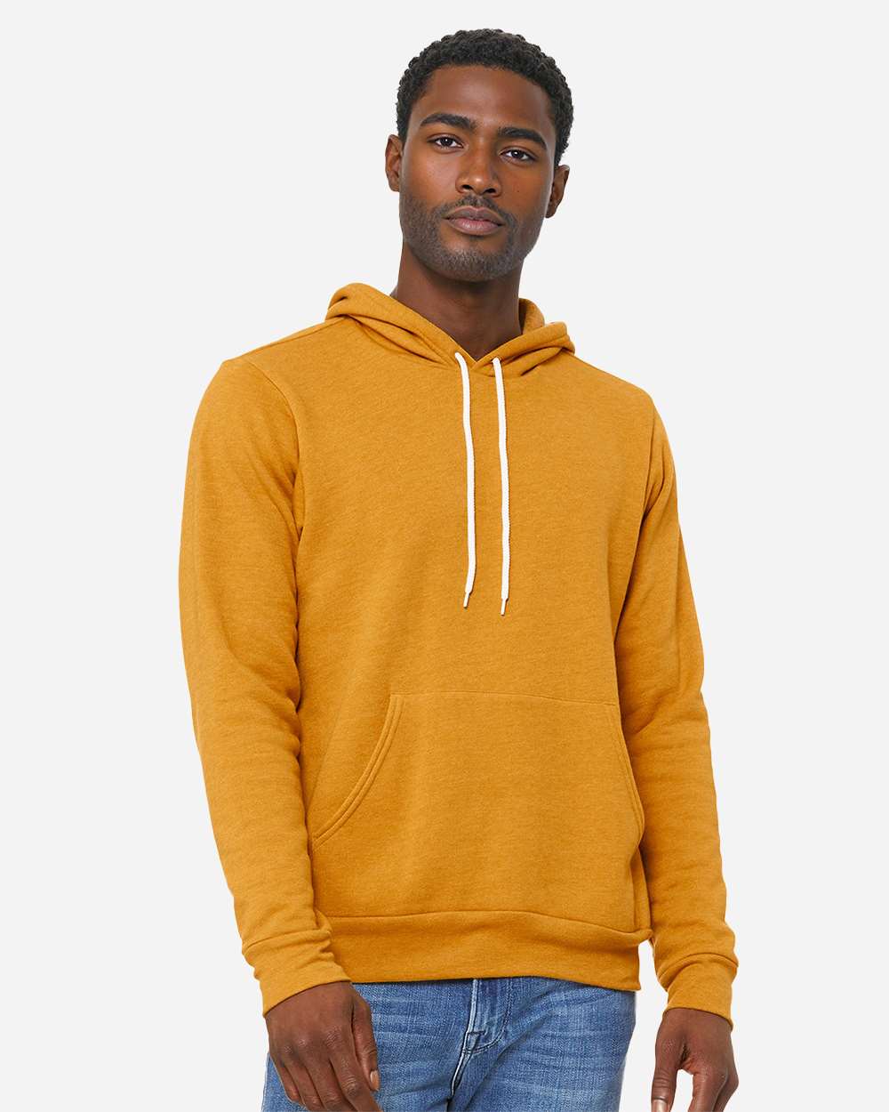 Unisex Sponge Fleece Hoodie Sweatshirt – 3719 – Heather Mustard