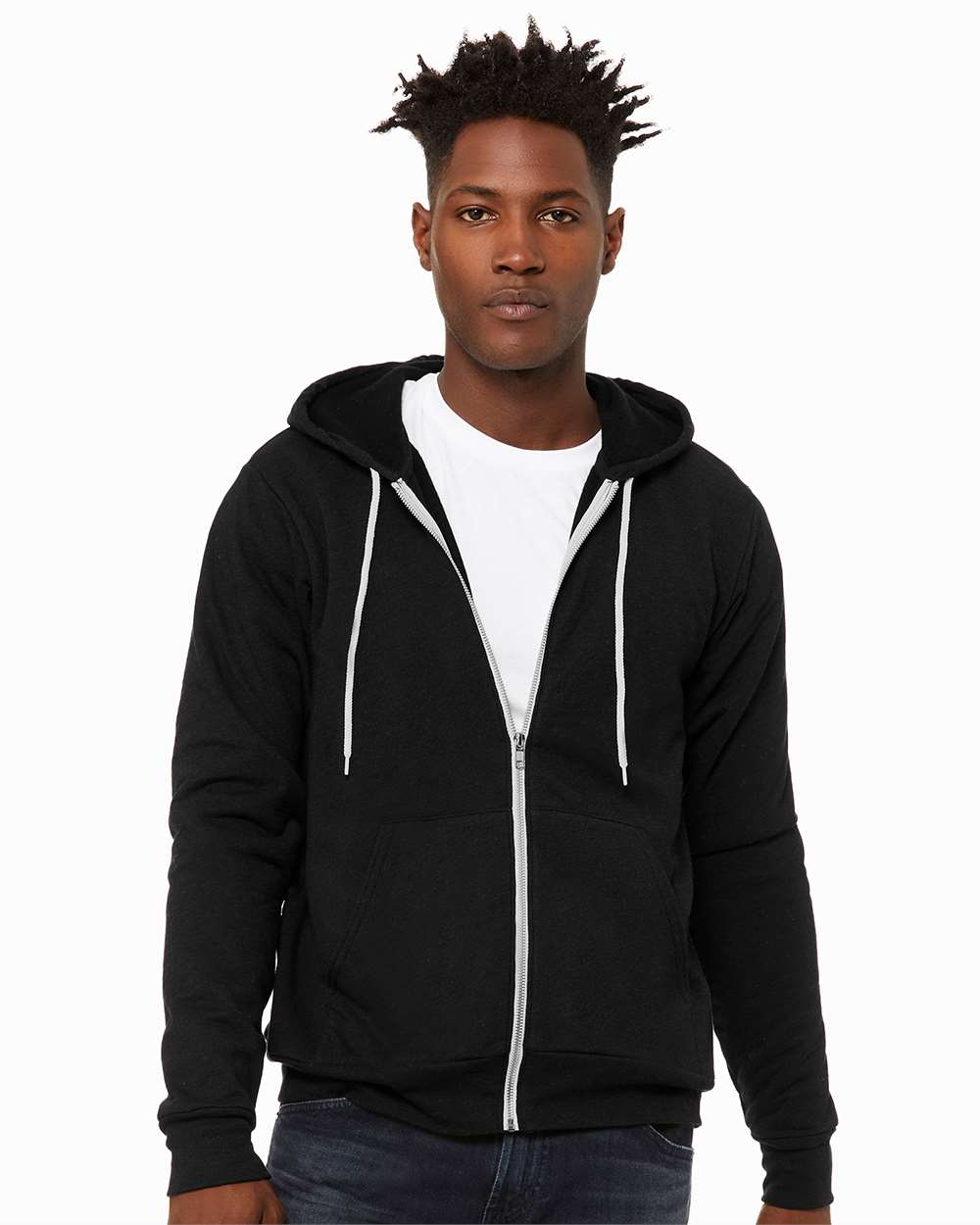 Unisex Sponge Fleece Full-Zip Hoodie Sweatshirt – 3739 – Black Heather