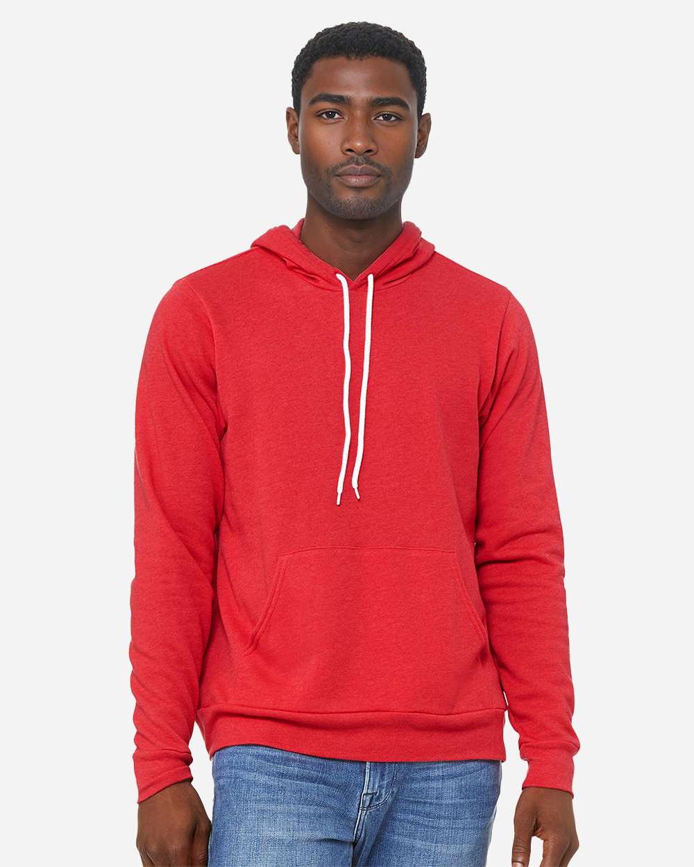 Unisex Sponge Fleece Hoodie Sweatshirt – 3719 – Heather Red