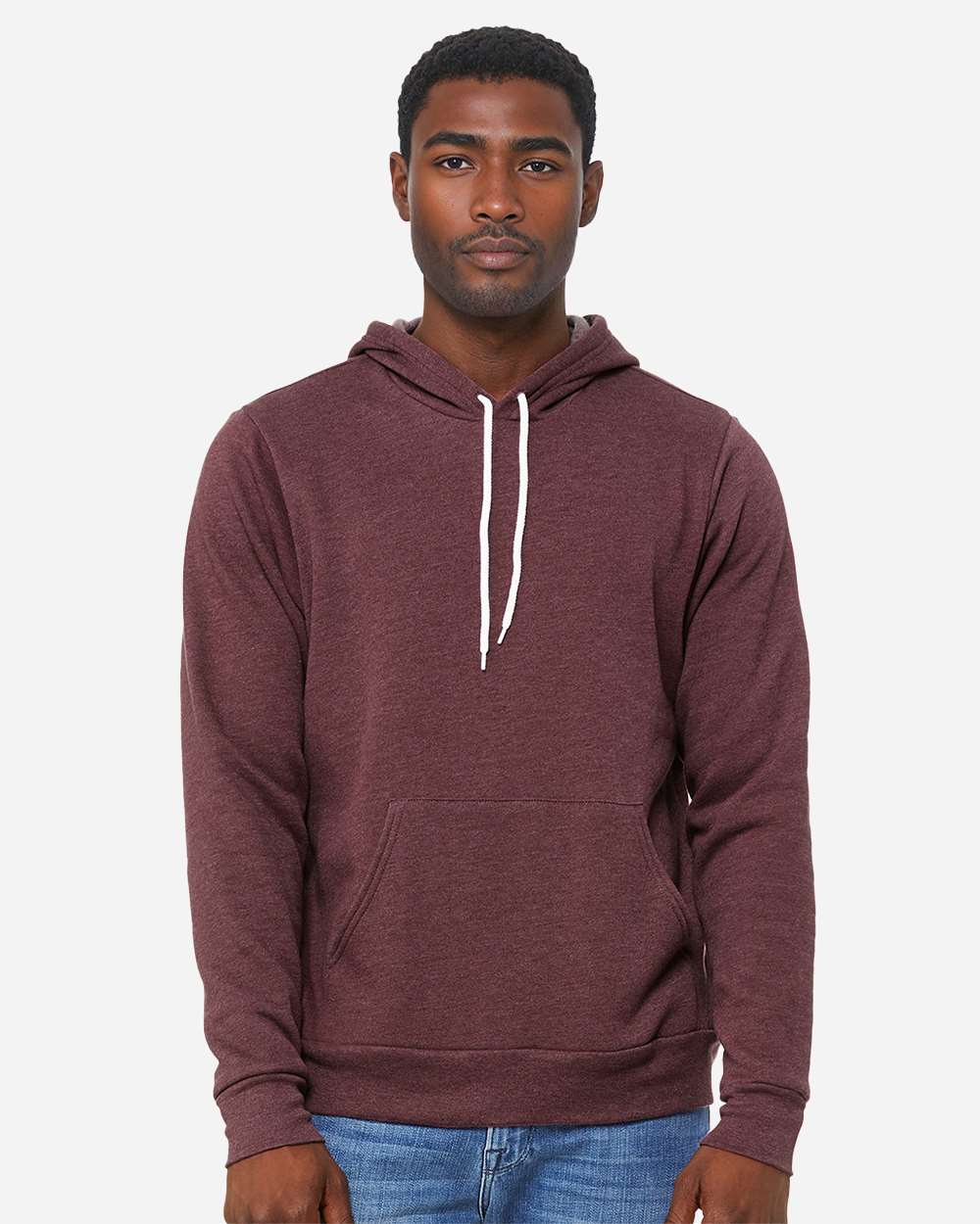 Unisex Sponge Fleece Hoodie Sweatshirt – 3719 – Heather Maroon