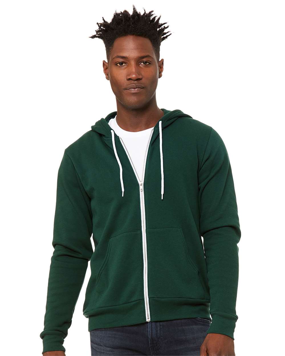Unisex Sponge Fleece Full-Zip Hoodie Sweatshirt – 3739 – Forest