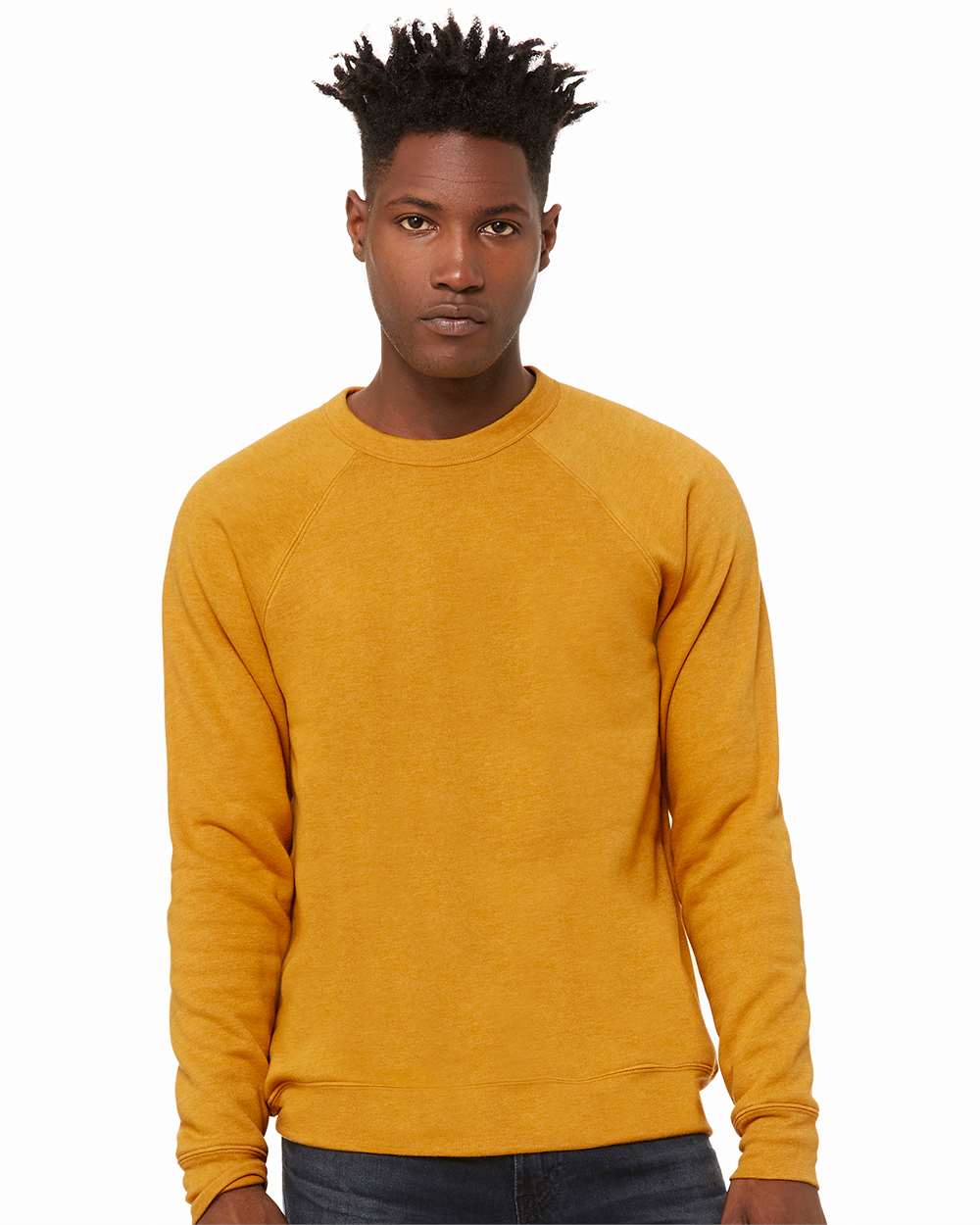Unisex Sponge Fleece Raglan Crewneck Sweatshirt – 3901 – Heather Mustard