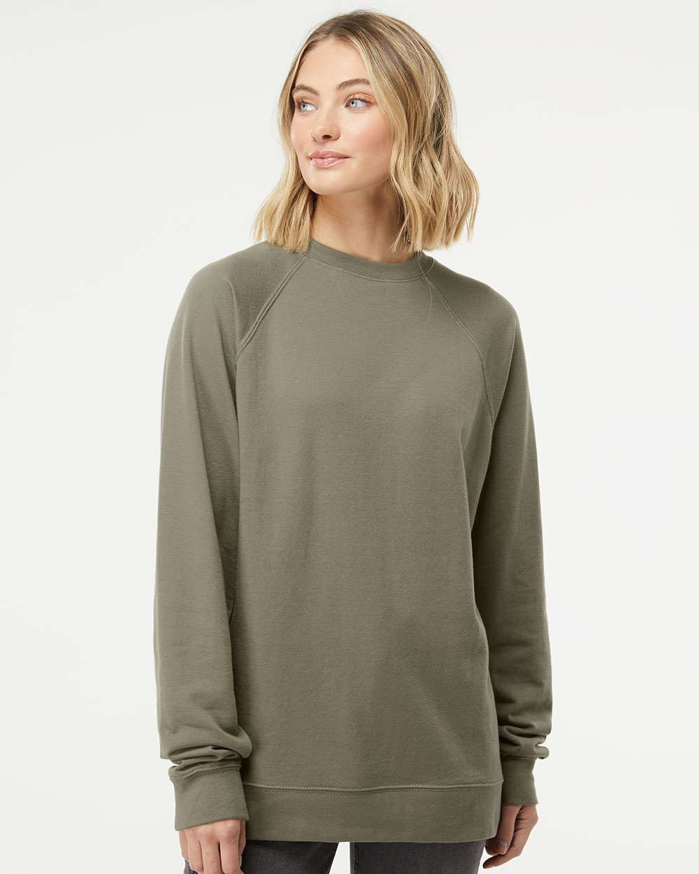 Unisex Icon Lightweight Loopback Terry Crewneck Sweatshirt – SS1000C – Olive