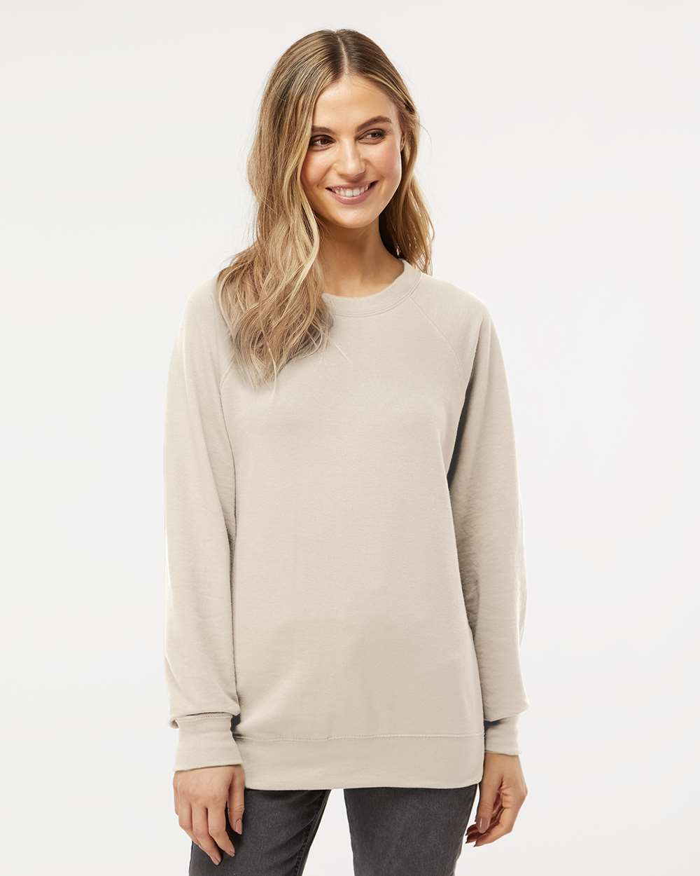 Unisex Icon Lightweight Loopback Terry Crewneck Sweatshirt – SS1000C – Sand