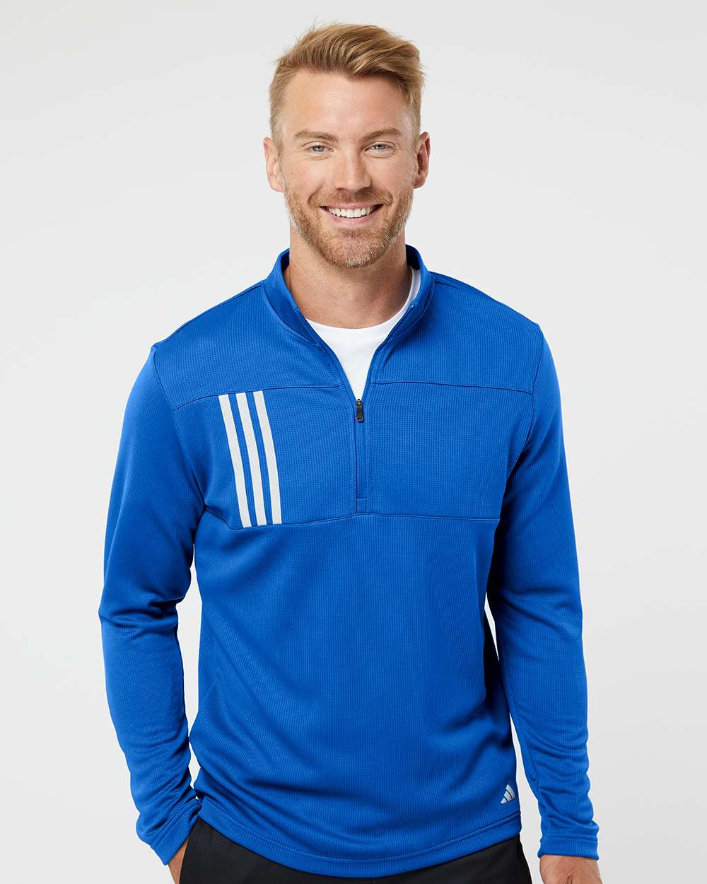 Men's 3-Stripes Double-Knit Quarter-Zip Pullover – A482