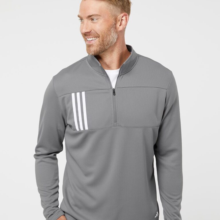 Men's 3-Stripes Double-Knit Quarter-Zip Pullover – A482