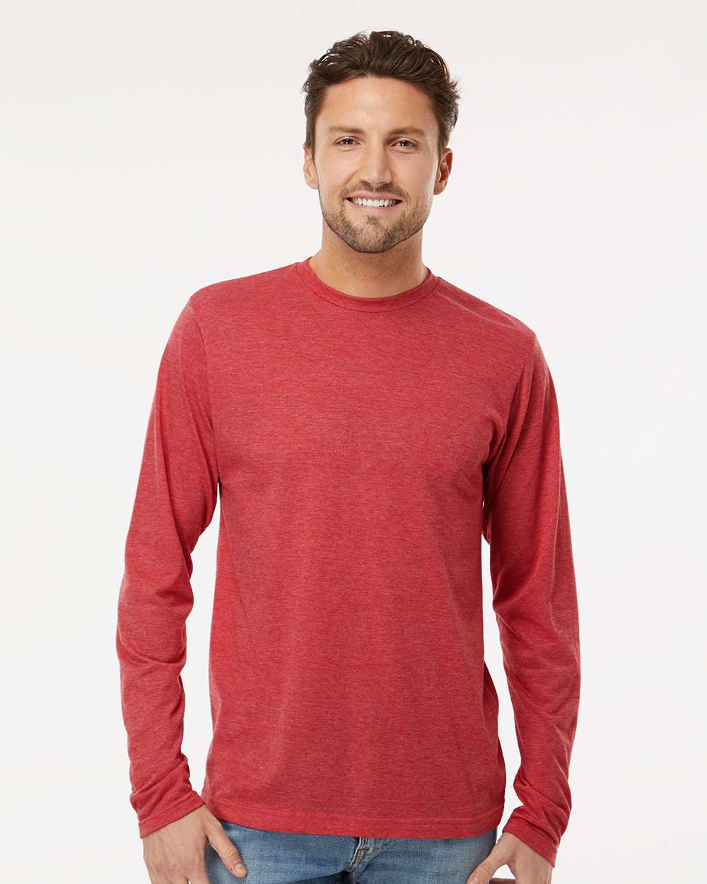 Poly-Blend Long Sleeve T-Shirt – 3520 – Heather Red