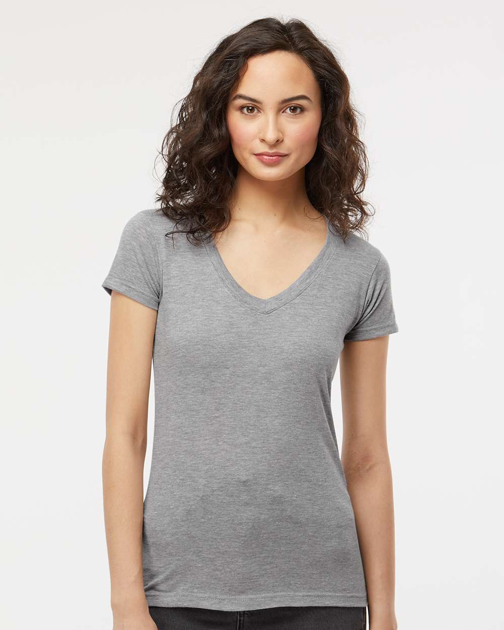 Women's Deluxe Blend V-Neck T-Shirt – 3542 – Heather Grey