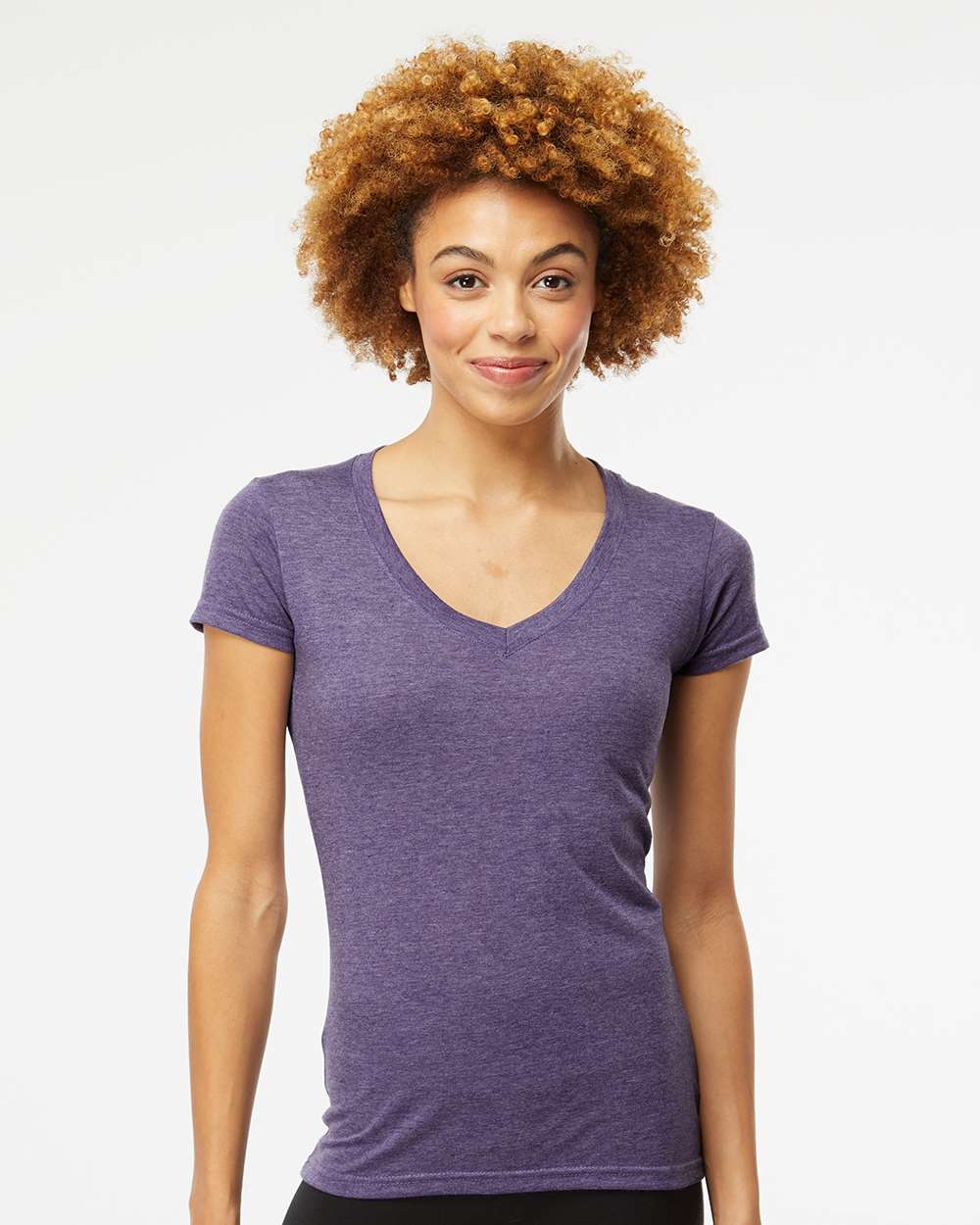Women's Deluxe Blend V-Neck T-Shirt – 3542 – Heather Purple