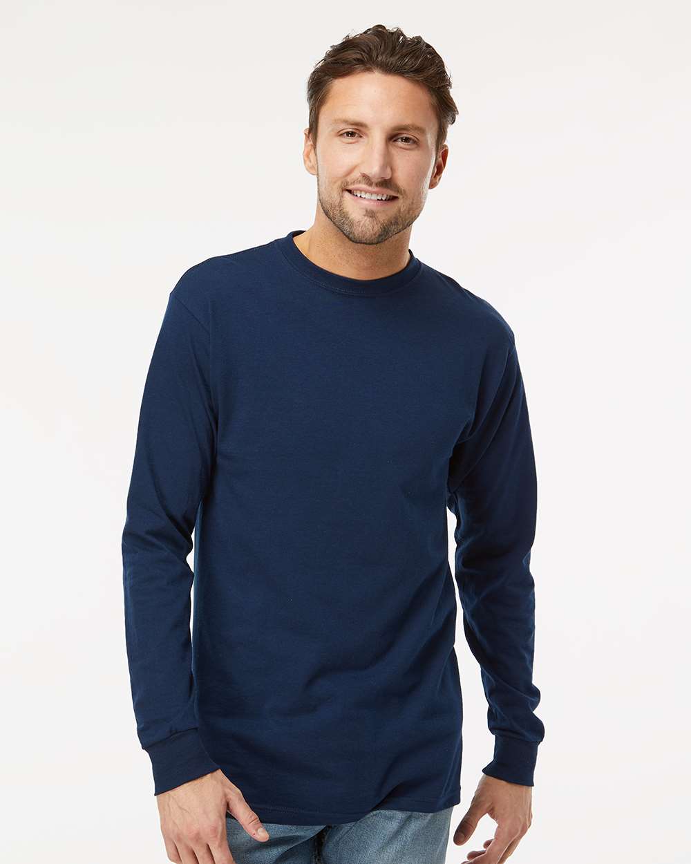 Unisex Gold Soft Touch Long Sleeve T-Shirt – 4820 – Deep Navy