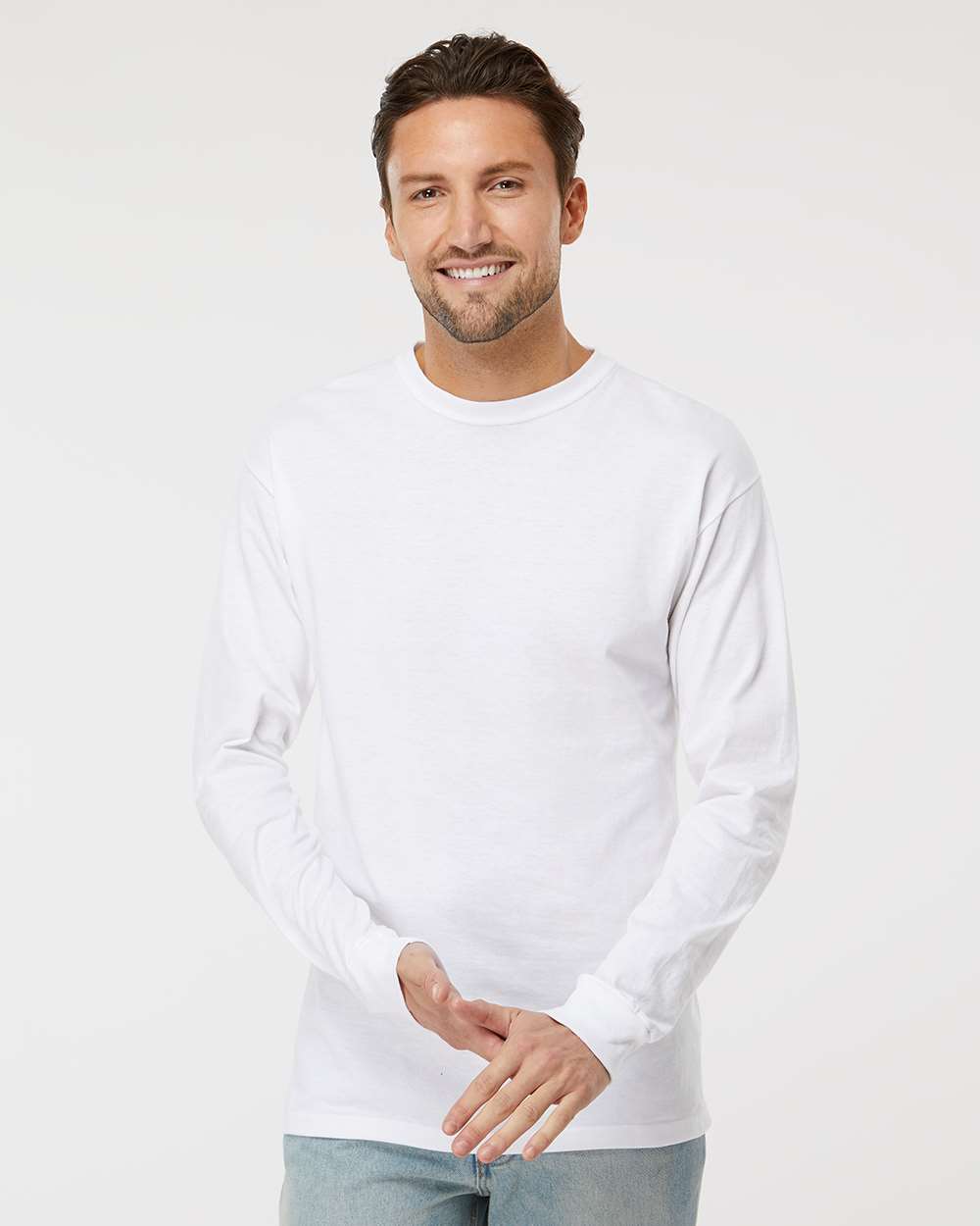 Unisex Gold Soft Touch Long Sleeve T-Shirt – 4820 – White