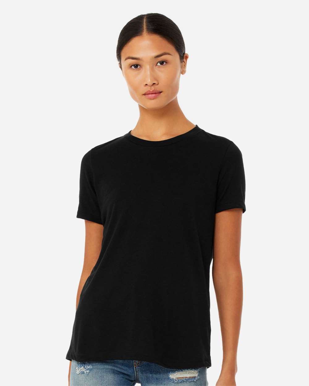 Women’s Relaxed Fit Heather CVC Tee – 6400CVC – Solid Black Blend