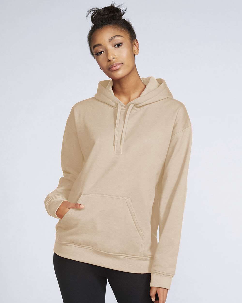 Unisex Softstyle® Midweight Hooded Sweatshirt – SF500 – Sand